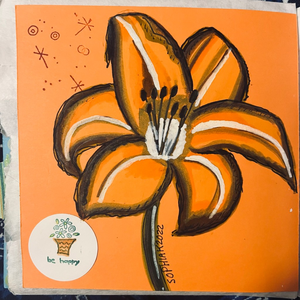 drawing of orange day lily