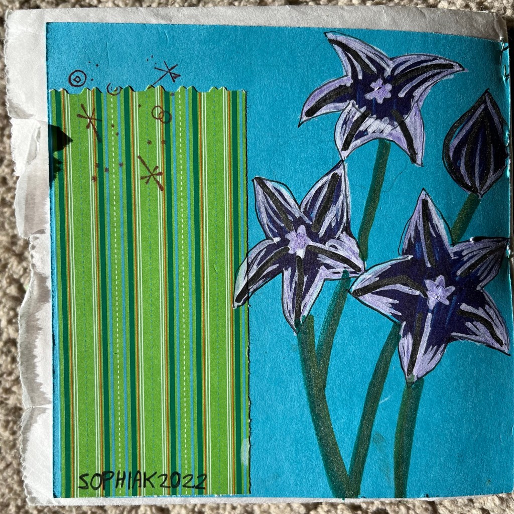 purple flowers drawing 