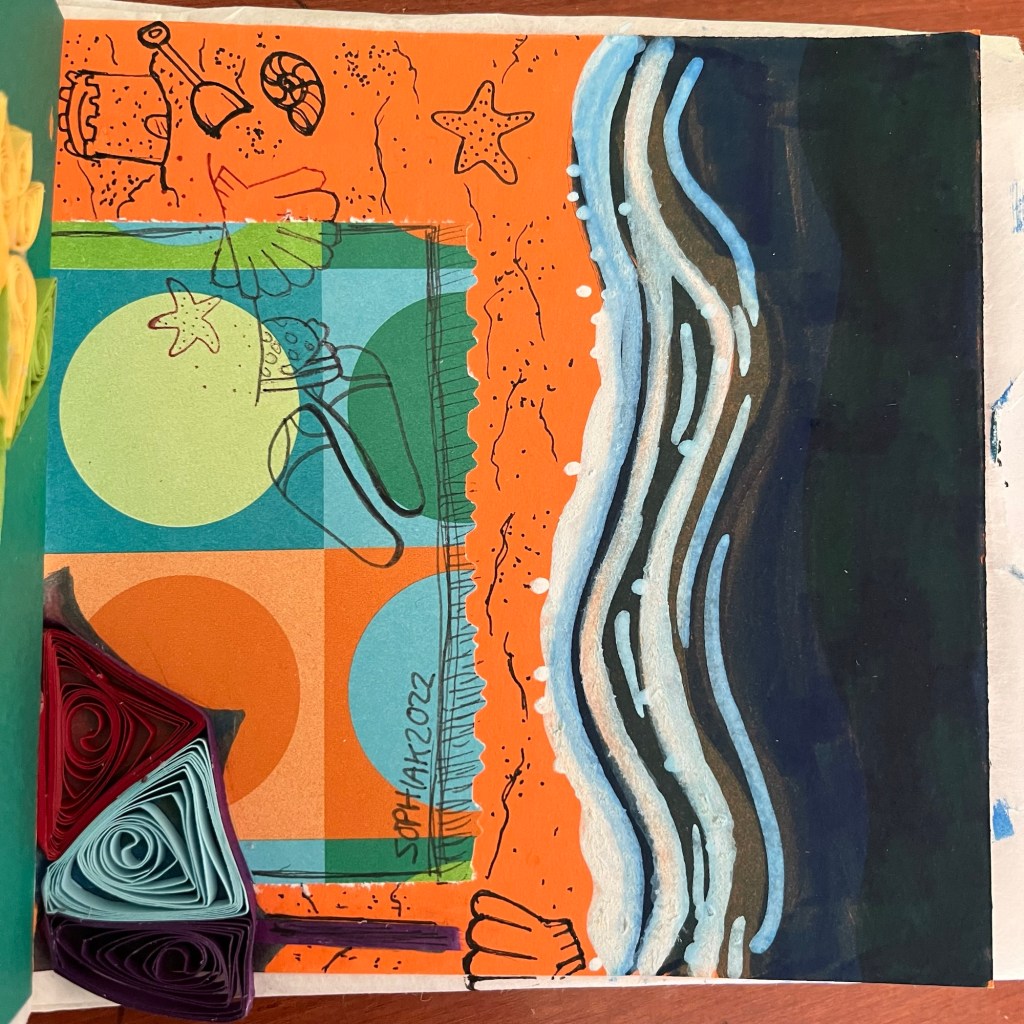 paper quilling ocean beach scene