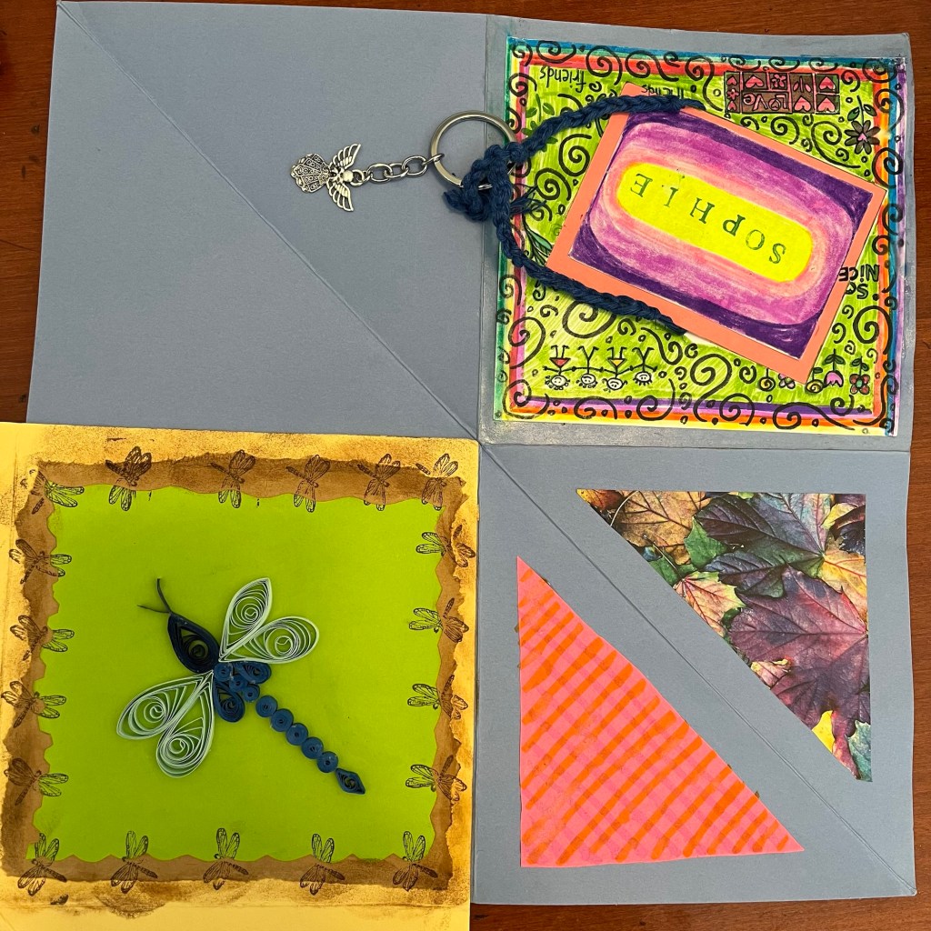 paper quilling images of bee and nameplate reading "Sophie"