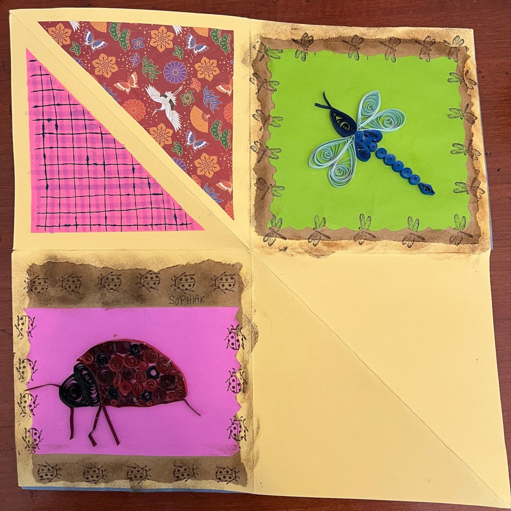 paper quilling images of dragonfly and ladybug