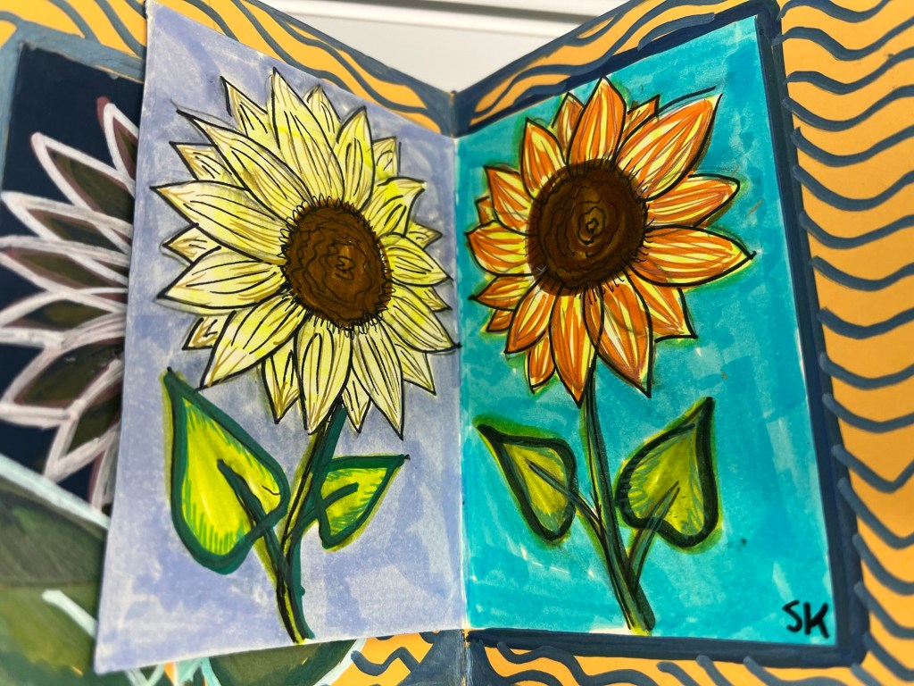 two sunflowers